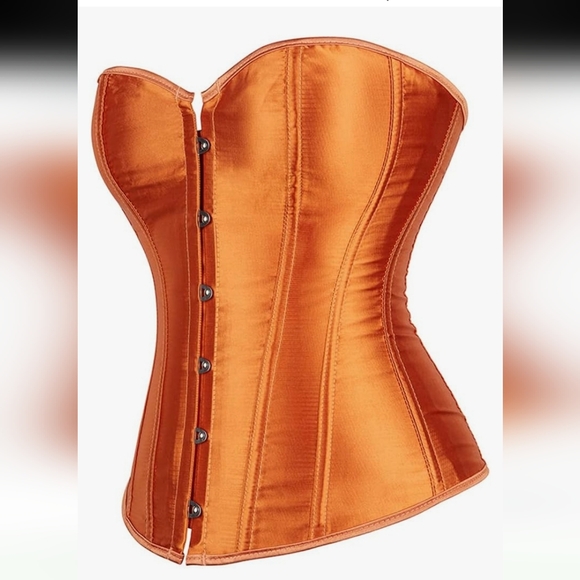 Satin Orange Corset Top.  Size 7-8 XL. - Picture 2 of 6
